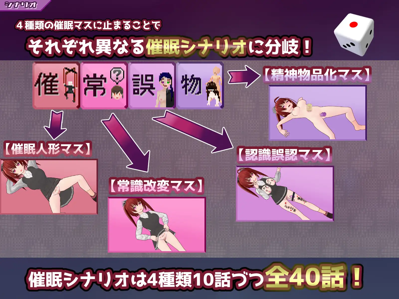 【SLG/AI汉化/羞辱/小便/潮吹】[RJ01271264/ハーフゲーン超常研究部社团]催眠改造双六～催眠人偶・常识改造・认知错乱・精神物品化～/催眠改変すごろく～催眠人形・常識改変・認識誤認・精神物品化～【双端/1.60G】
