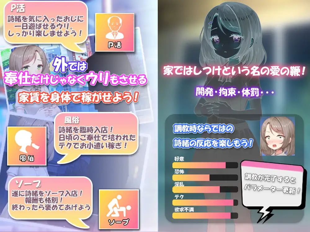 【SLG/AI汉化/援交/堕落/乳交/露出/巨乳】[RJ01406775/まいんマイン社团]将纯真少女调教成我喜欢的模样～收留无家可归的少女并进行情色开发！宠爱还是欺凌全凭我的喜好～/無垢な少女を俺好みに染めるまで～家なき少女を拾ってえっちに開発！ 甘やかすも虐めるもすべては俺次第～【PC/1.5G】