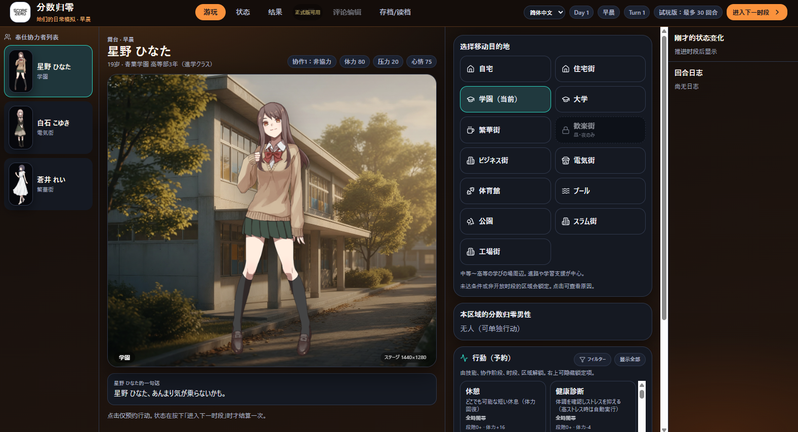 【SLG/官中/PC】スコア・ゼロ 彼女たちの日常シミュレーション / 零分:他们的日常生活模拟 Demo v1.0.1【92.4M】